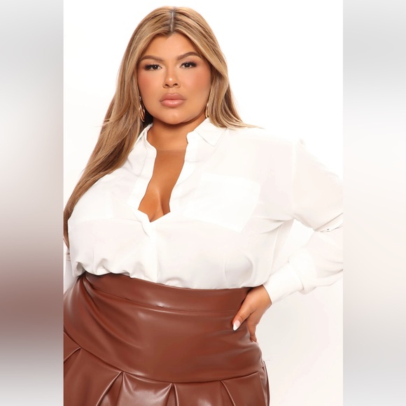 Fashion Nova CEO of Slaying Button Down Top- white - size Small- *NEVER WORN* - Picture 7 of 16